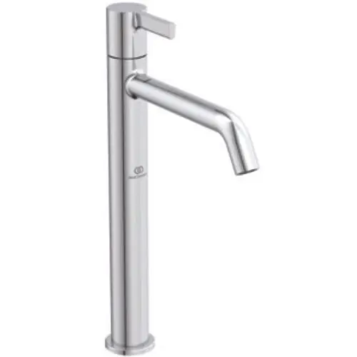 Standventil aus Chrom mit geradem Auslauf und einem Hebel zur Temperaturregelung, hergestellt von Ideal Standard.
